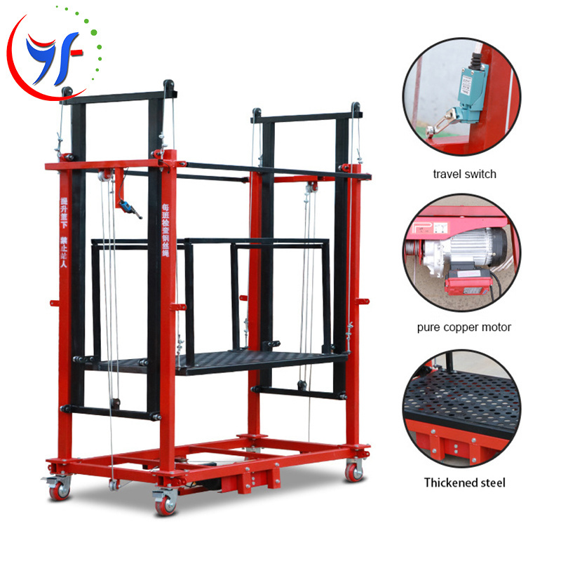 YF 300kg 500kg Lifting Scaffold 5m Steel Suspended Platform Electric Scaffolding For Site Construction And Household Decoration