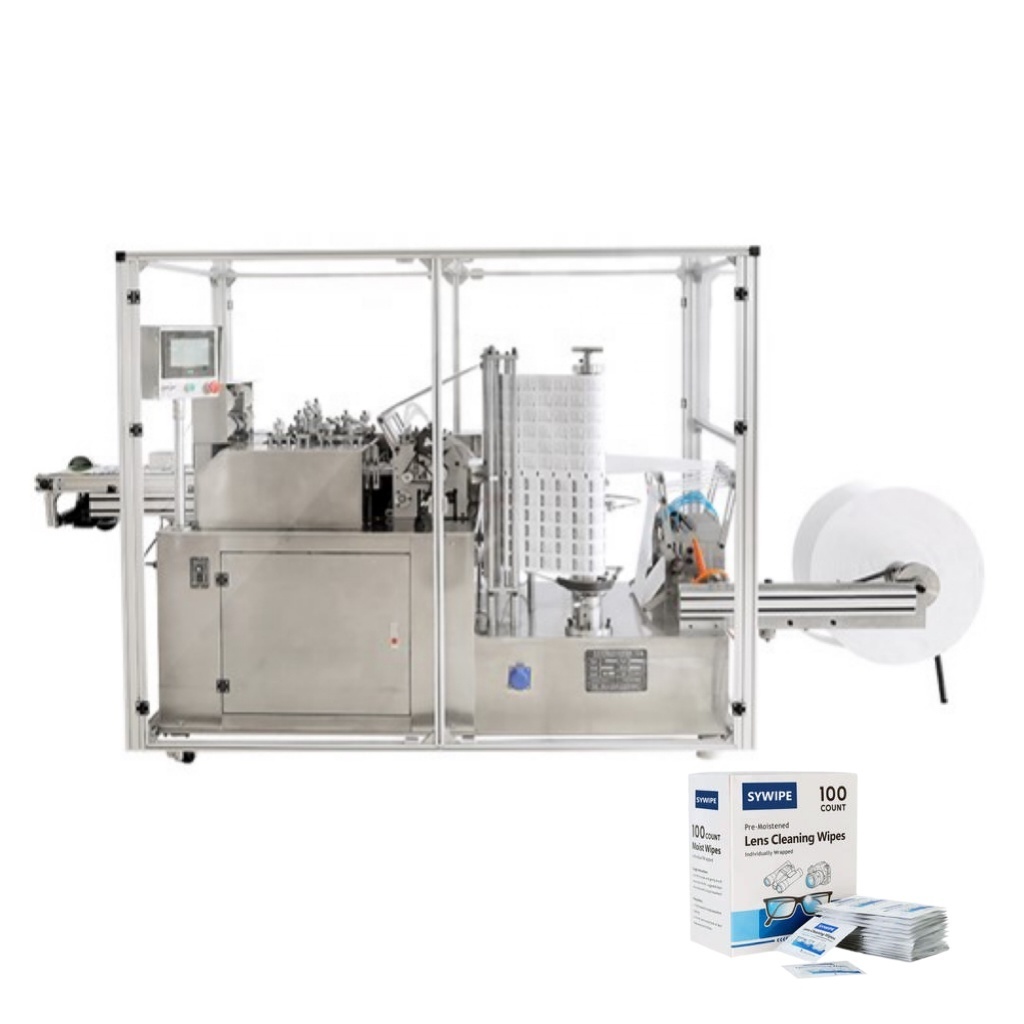 Automatic multi-lanes machine alcohol swab prep pad single wet wipes tissue making packing packaging machine