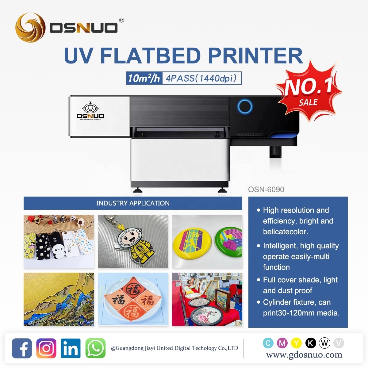 OSN-6090 Multifunction UV flatbed small printer 1440 dpi inkjet digital printer machine