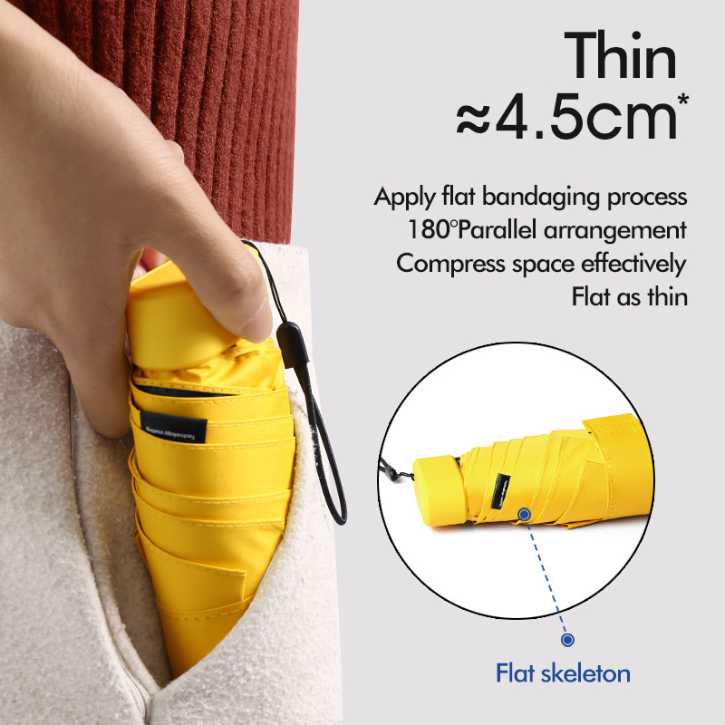 Mini Folding Compact Umbrella with Case  6 Ribs Lightweight Portable Umbrella Small Sun & Rain Pocket Umbrella