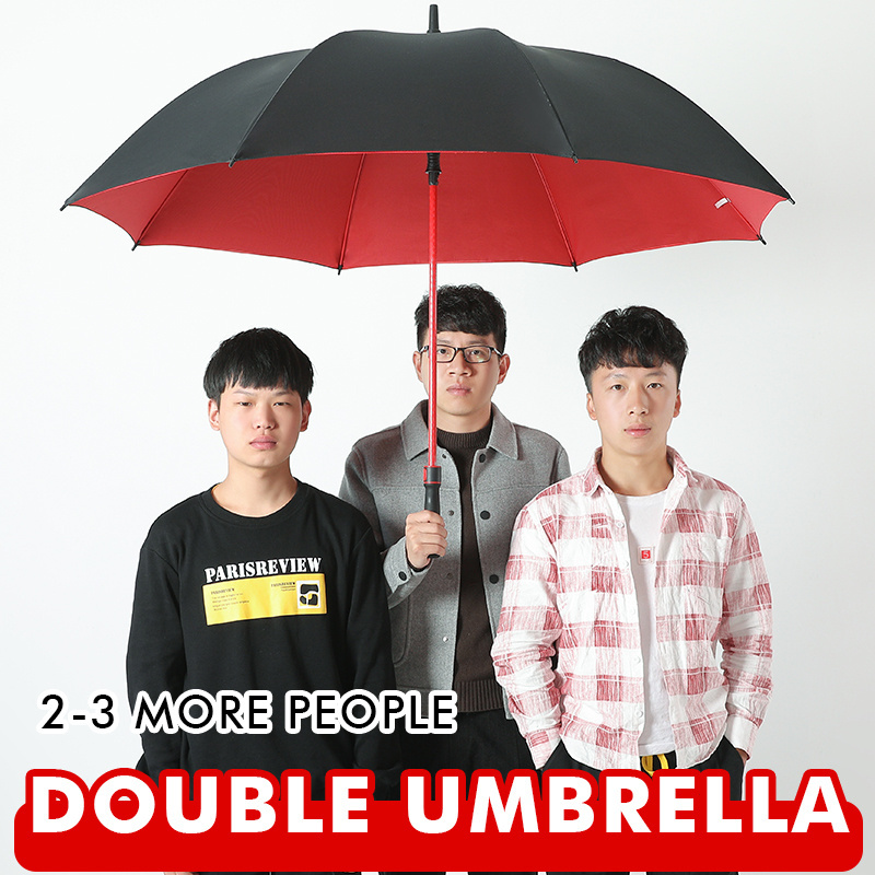 Red White Double Layer Custom Print Golf Red And black Umbrella Double Canopy Big Windproof Large Golf Umbrella