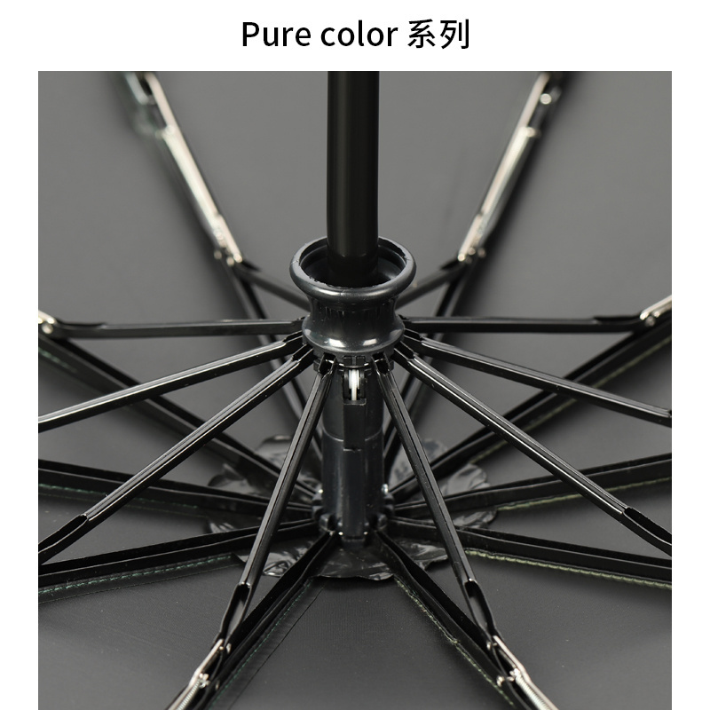 umbrella supplier travel umbrella black pongee waterproof auto open Paraguas 10 ribs 3 Folding UV Automatic umbrella