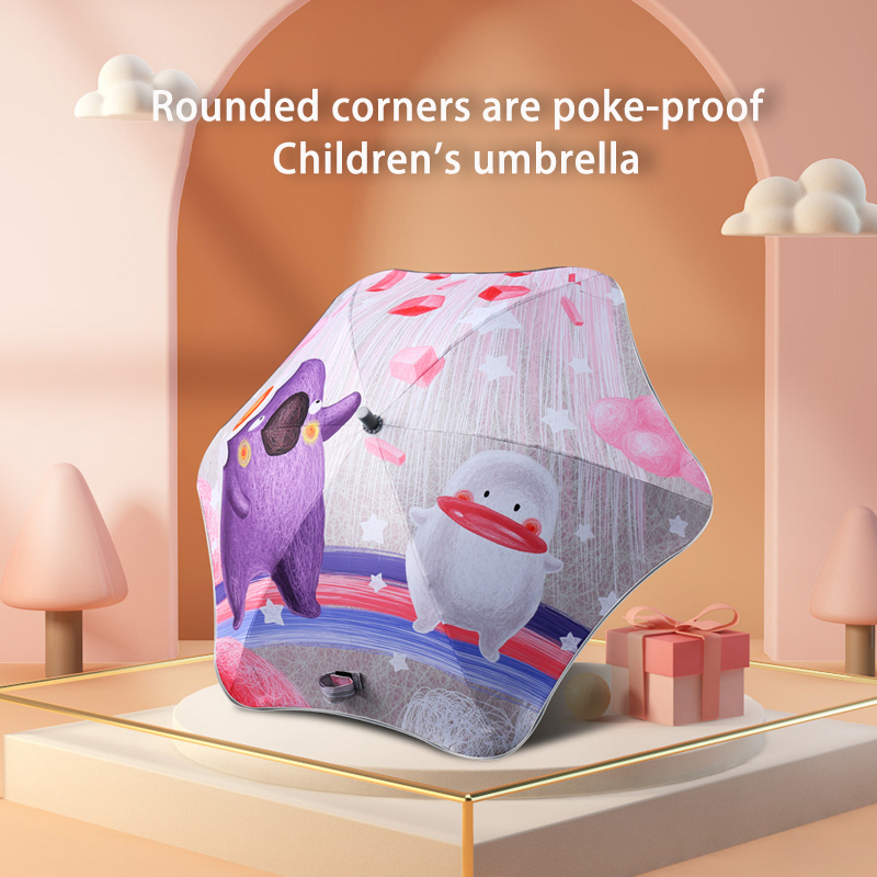 2023 New Innovation Custom Printing Sun Rain Blunt Metro Blunt Umbrella For Kids