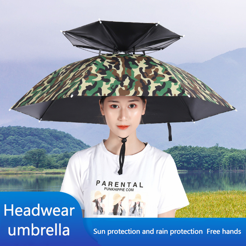 52 65 69 77 90 95cm Promotional Customized Colorful Mini Foldable Rain Sun Hard Head Hat Umbrella