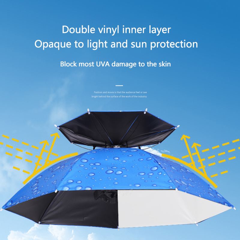 52 65 69 77 90 95cm Promotional Customized Colorful Mini Foldable Rain Sun Hard Head Hat Umbrella