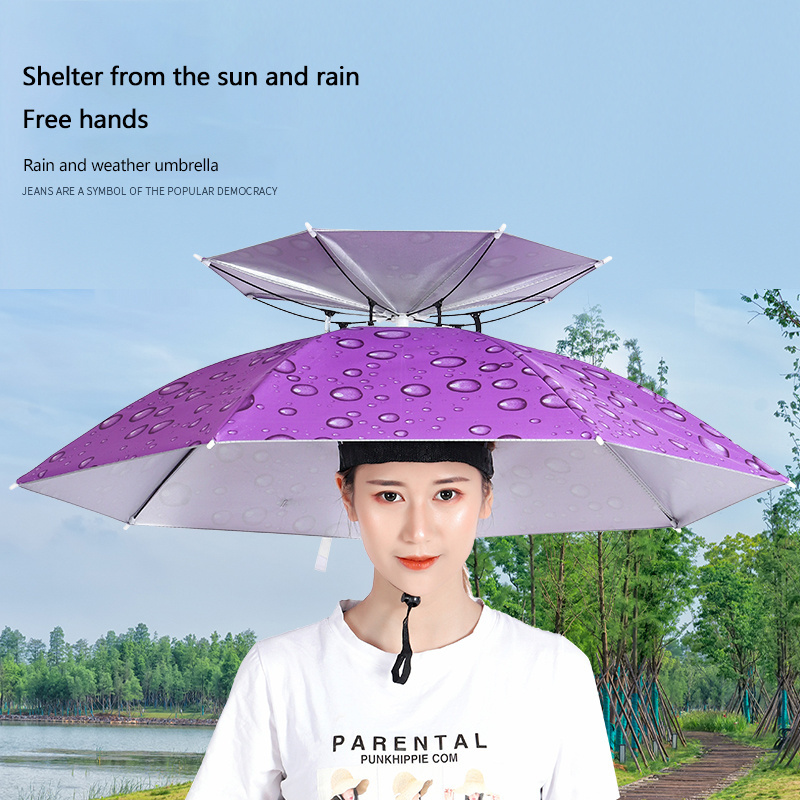 69cm X 8 Ribs Umbrella Hat Hands Free Umbrella Head For Adults And Kids