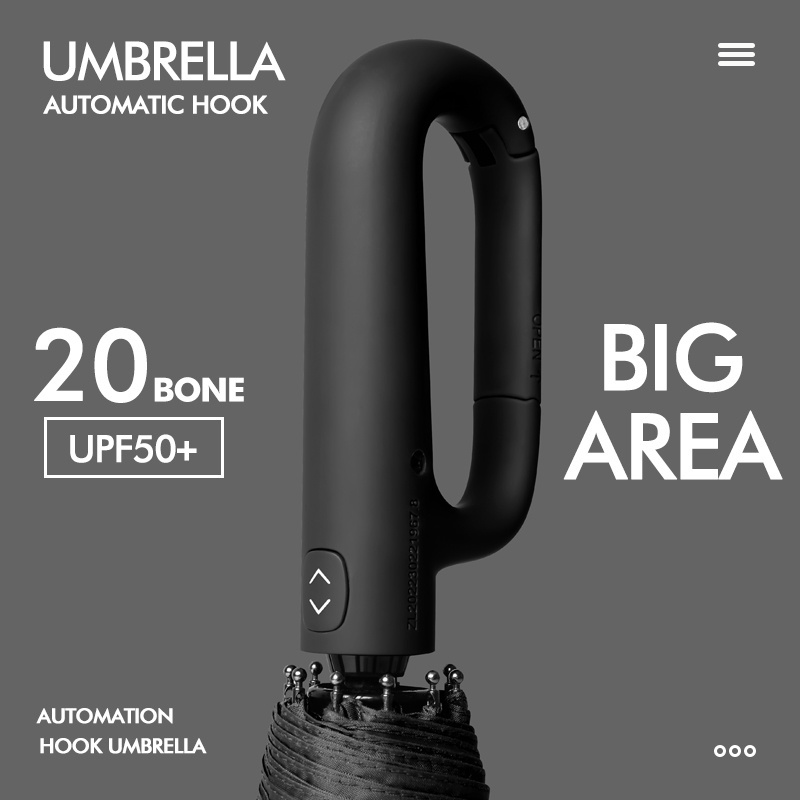 New Product Easy Carry Unique Folding Umbrella With Hook Loop Lock Handle