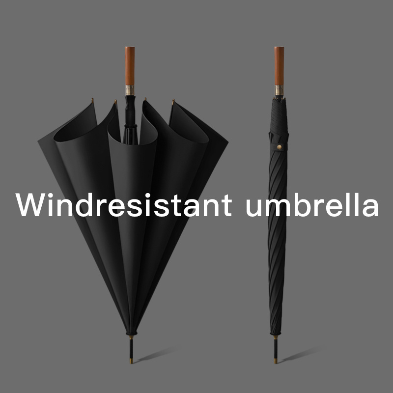 Golf Umbrella Gentleman Wooden Handle Straight Commercial Advertising Printing Logo Gift Umbrella