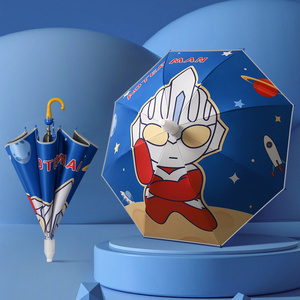 New Innovation Animal Design Straight Auto Open Custom Cartoon Printing Children Kids Umbrella With Ice Cream Handle