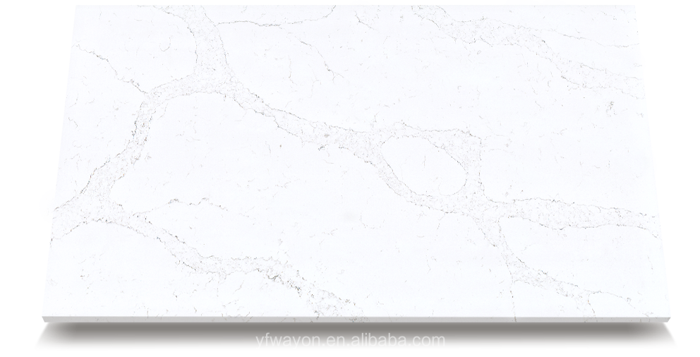 Kitchen Countertops White Benchtop High-tech Artificial Cararra Quartz Vanity Stone Surface Wayon Stone Beveled Edge 2.38g/cm3