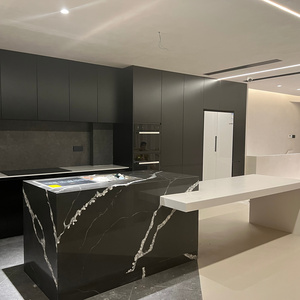 engineered prefab black carrera calacatta artificial slab Kitchen Sparkle Quartz Stone Countertop