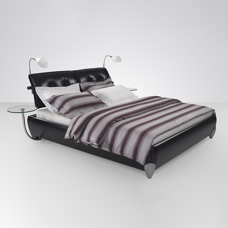 YFY Luxury Bed Hotel Use King Bed Upholstered Furniture Synthetic Leather PVC Double Bed