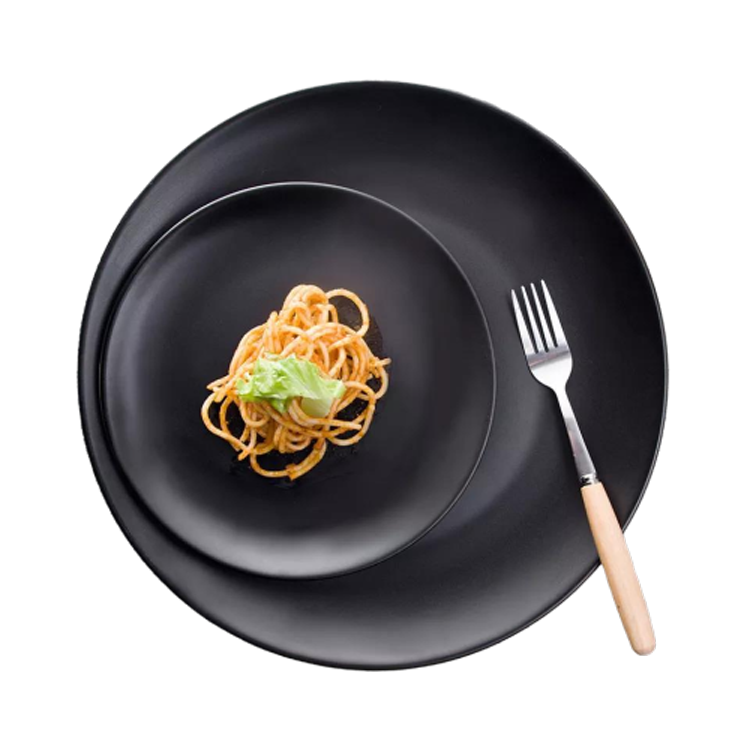 Wholesale Elegant Reusable Restaurant Round Melamine Black Charger Plate