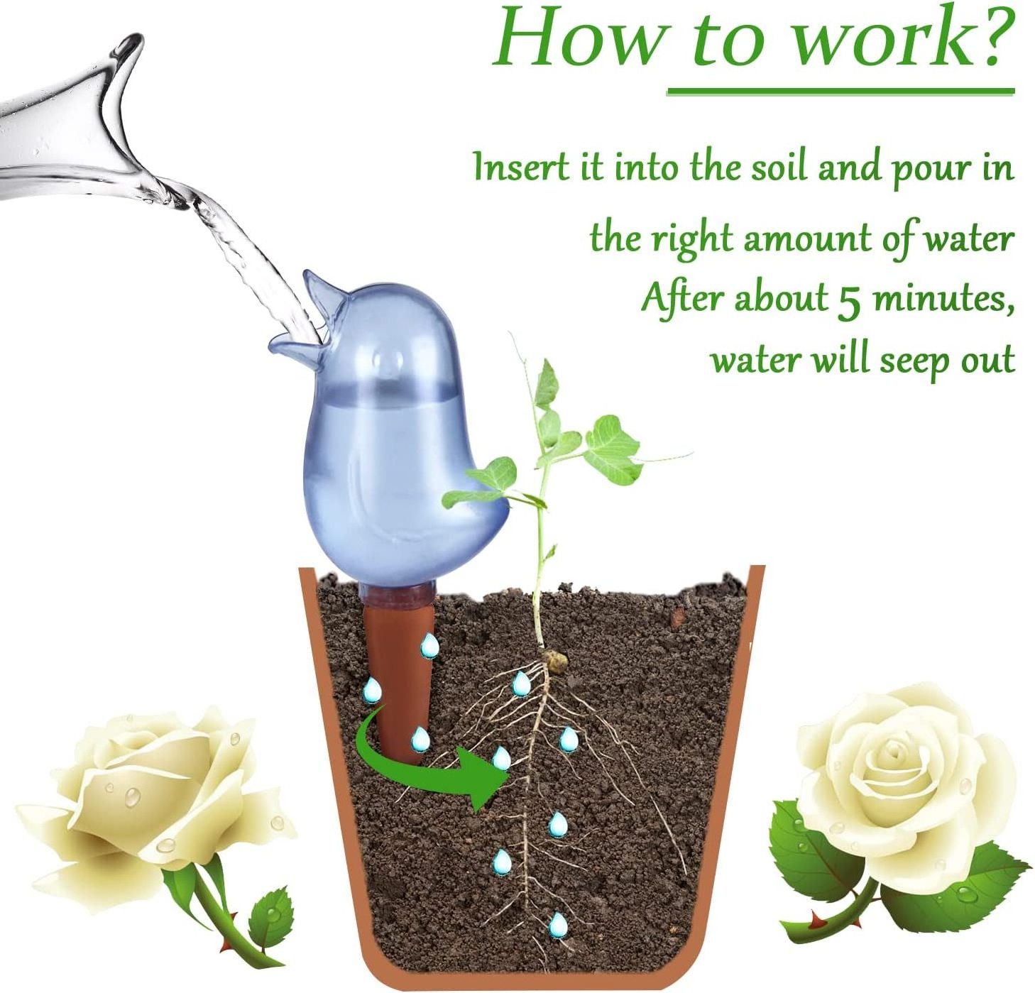 Self Watering Garden Irrigation System Bird Shape Dripper for watering flowers at home when travelling