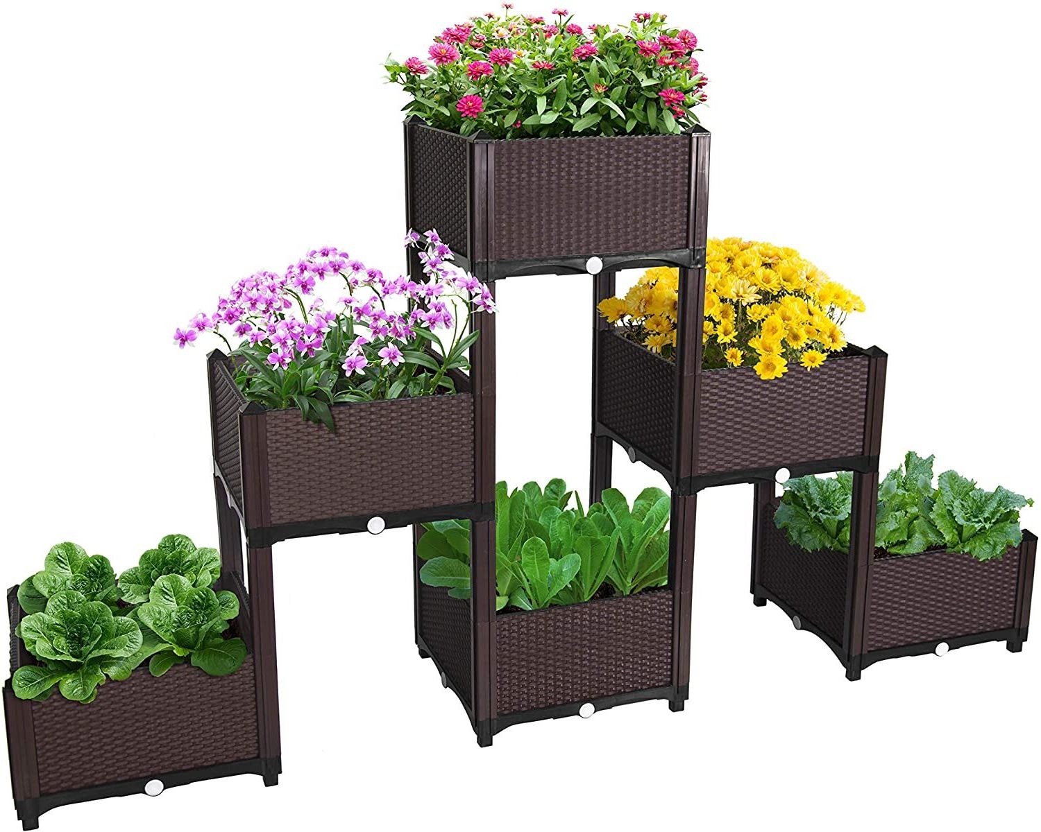 Steel Garden Bed Flowers Outdoor Planter Plastic Set Self Watering Beds Raised Planters Box