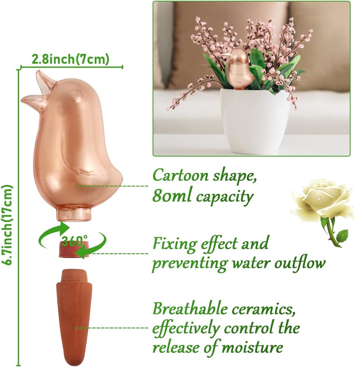 Self Watering Garden Irrigation System Bird Shape Dripper for watering flowers at home when travelling