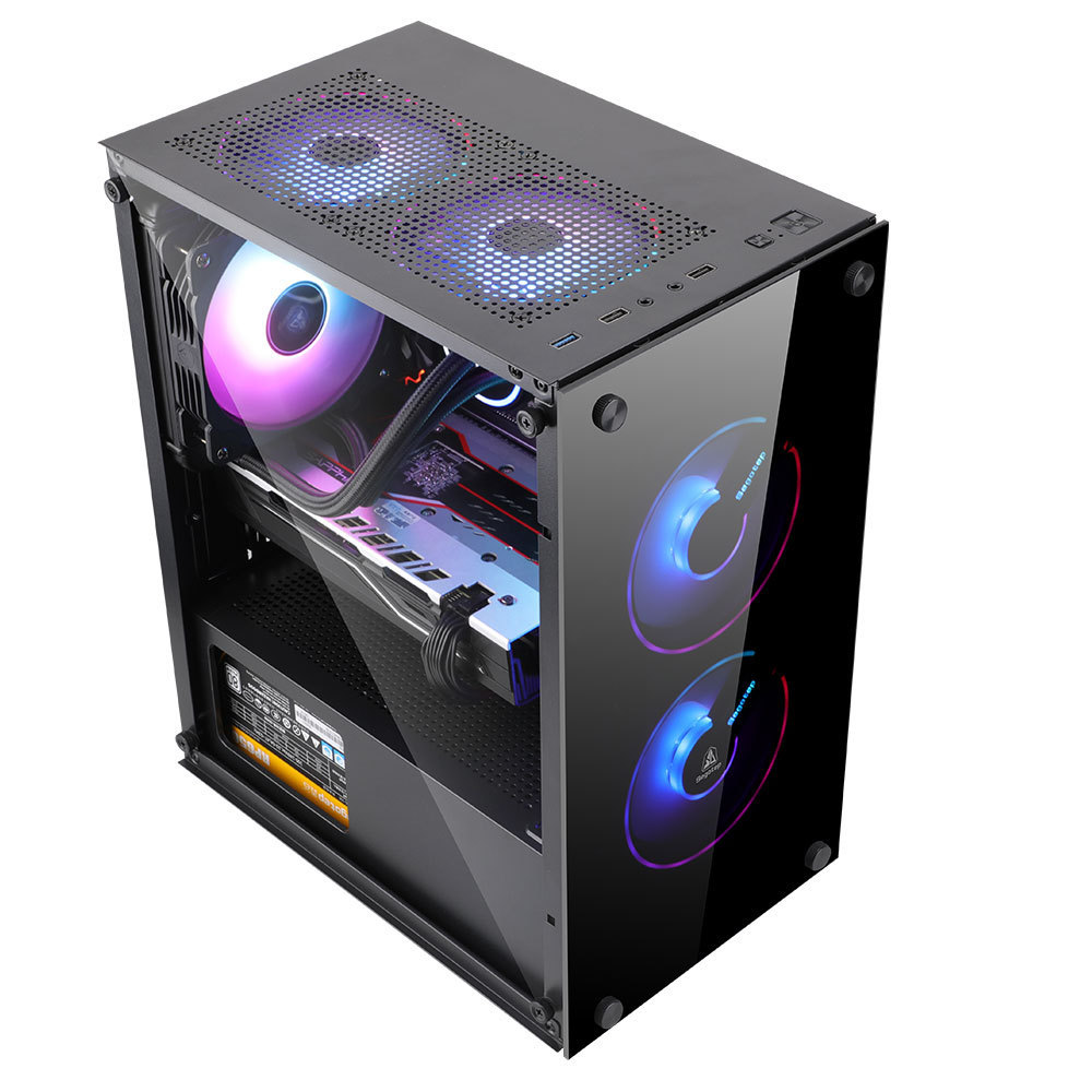 Antec Series P8 Mid-Tower Pc 90 Degree Power Supply Mount Sny M02 Tempered Glass Gaming Computer Case