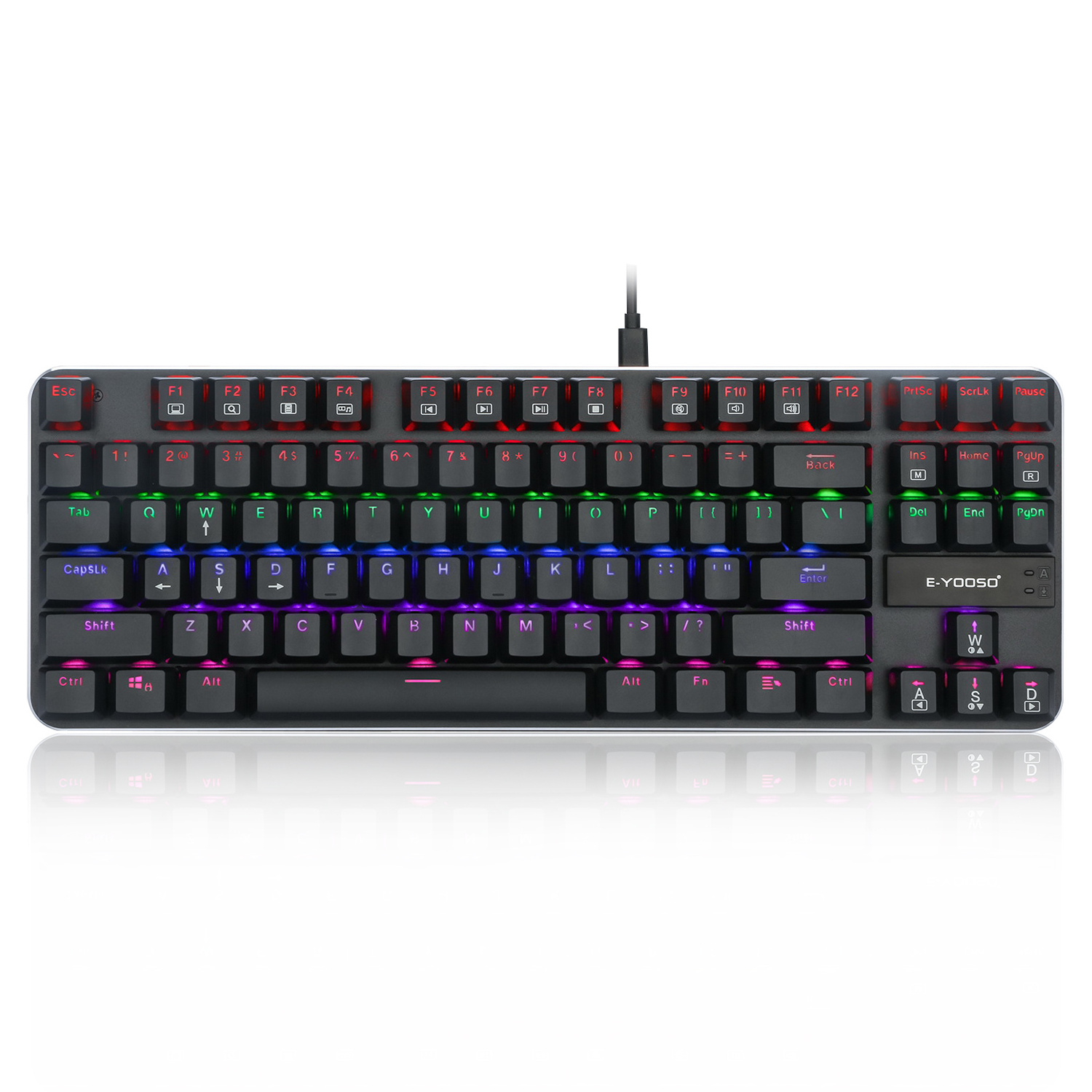 Portable E-yooso K630 Gaming Keyboard 87 Keys RGB Blacklight Hot Swapping Switches Quick Triggering Mechanical Keyboard