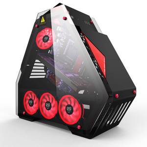 special shaped transparent side panel mid tower game pc computer cases black anime computer case