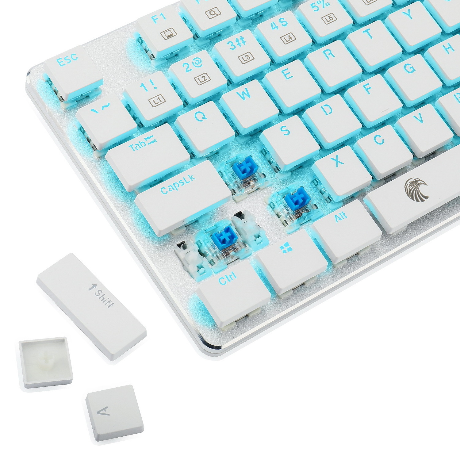 E-YOOSO OA Blue Single Backlit Mechanical Keyboard Slim Design with Gateron Red Switches Compatible in Russian UK Portuguese