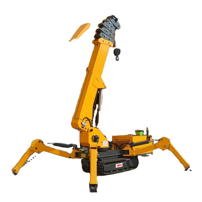 Higher safety performance 2t mini trailer spider crane with long arm fly jib