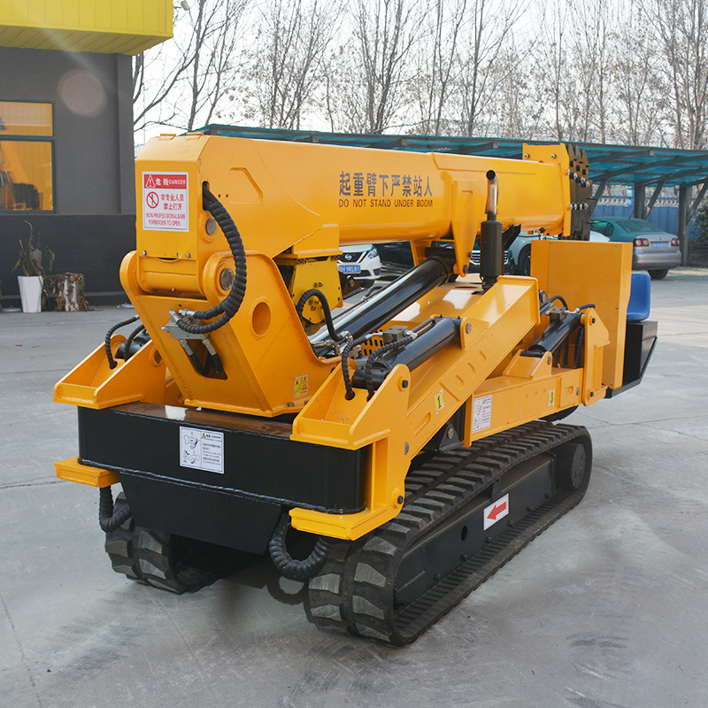 Higher safety performance 2t mini trailer spider crane with long arm fly jib