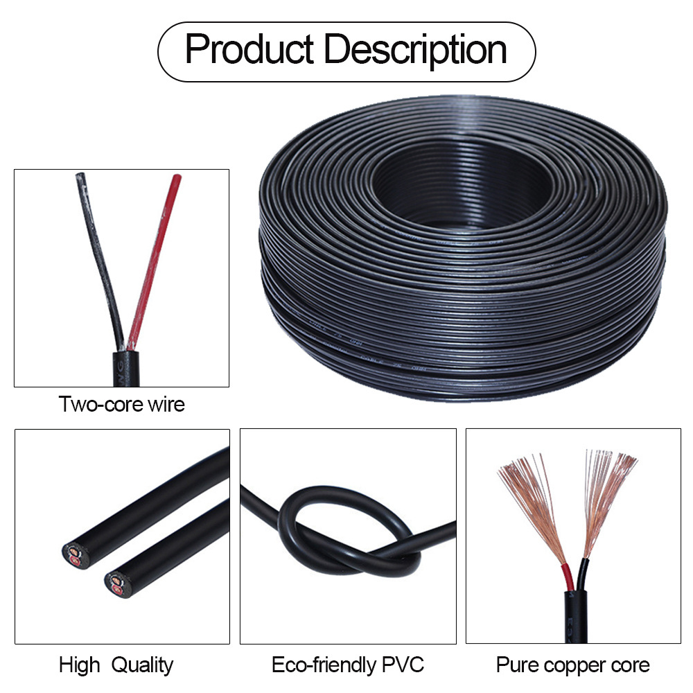 In stock 18AWG 80V AWM 2464 DC Power PVC Electronic Cable Wires awm 2464 18awg cable 2 core Electrical Wire