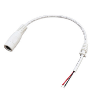 Customized White Female DC 5.5*2.1 mm Plug to OPEN with SR 2464 26awg Power Cable