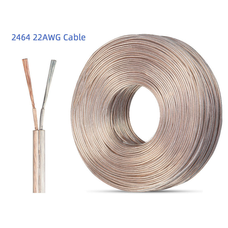 transparent cable awm 2464 22awg 2core wire  Customization certificated 2464 style  22AWG PVC Cable and Wire