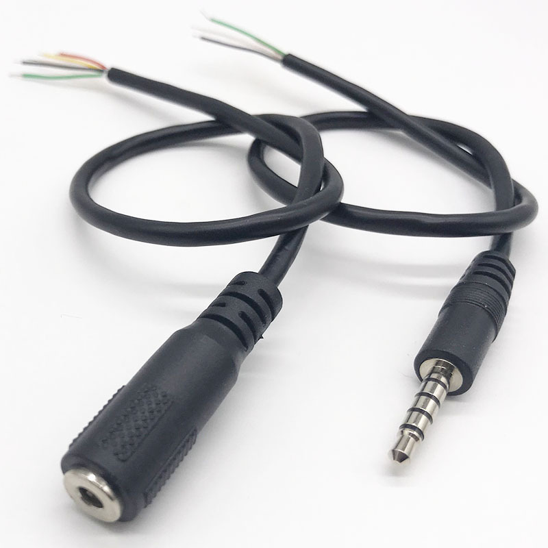 3.5mm 5 pole male female stereo audio wire to open end 28 awg 5 core cable OD 3.6mm 0.3m in stock