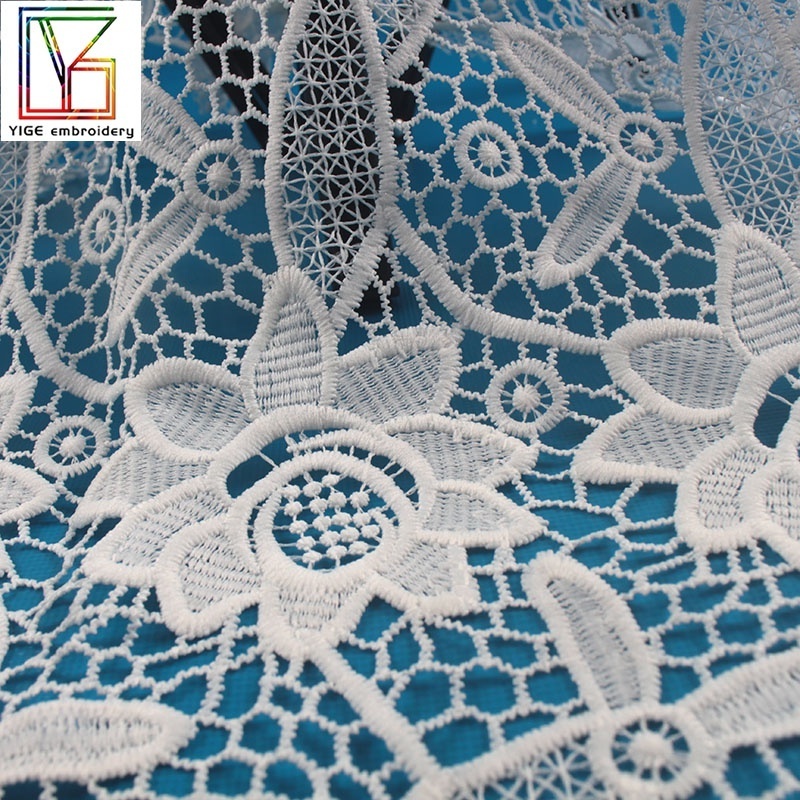 net embroidered guipure cord lace fabric / chemical water-soluble lace material for African Nigerian dress