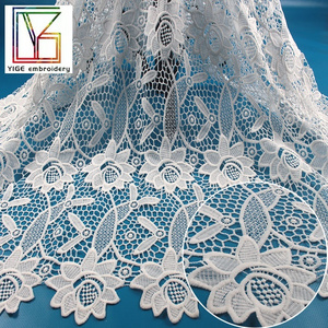 net embroidered guipure cord lace fabric / chemical water-soluble lace material for African Nigerian dress