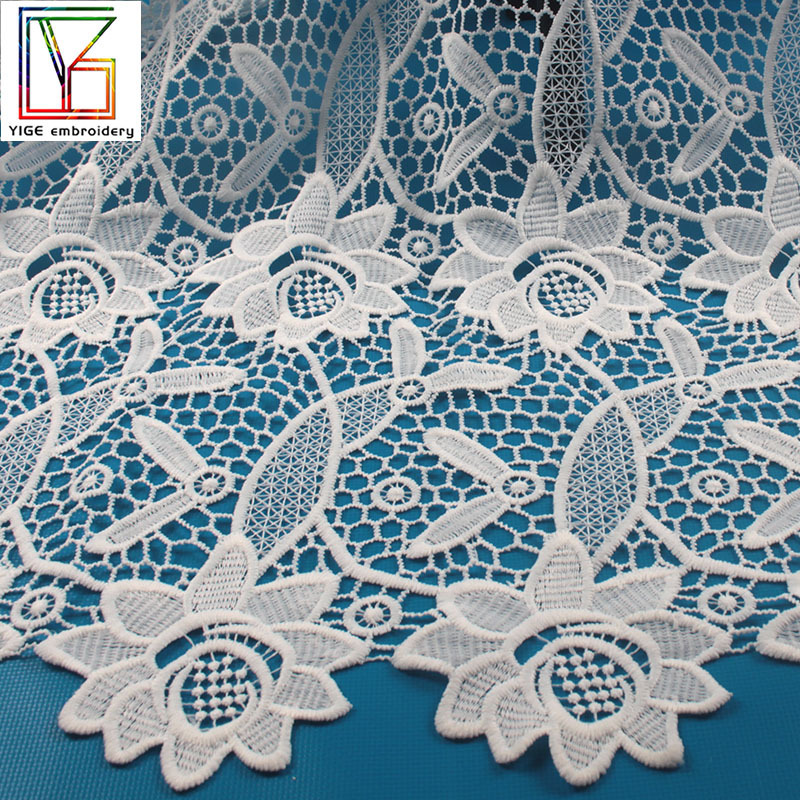 net embroidered guipure cord lace fabric / chemical water-soluble lace material for African Nigerian dress