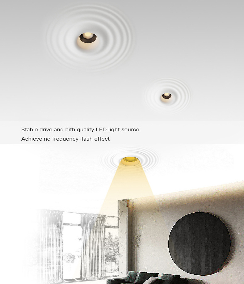 New Design Water Ripple Recessed Mounted Frameless Led Gypsum Recessed Wall Light Gu10 Ceiling Gypsum Board Panels Light Prices