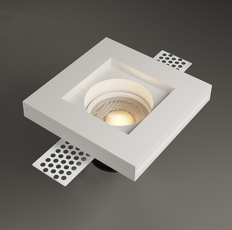 Indoor Square Round Ip20 Modern Ceiling Recessed Gu10 Led Gypsum Downlight Household Living Room Bedroom Corridor Gypsum Lights