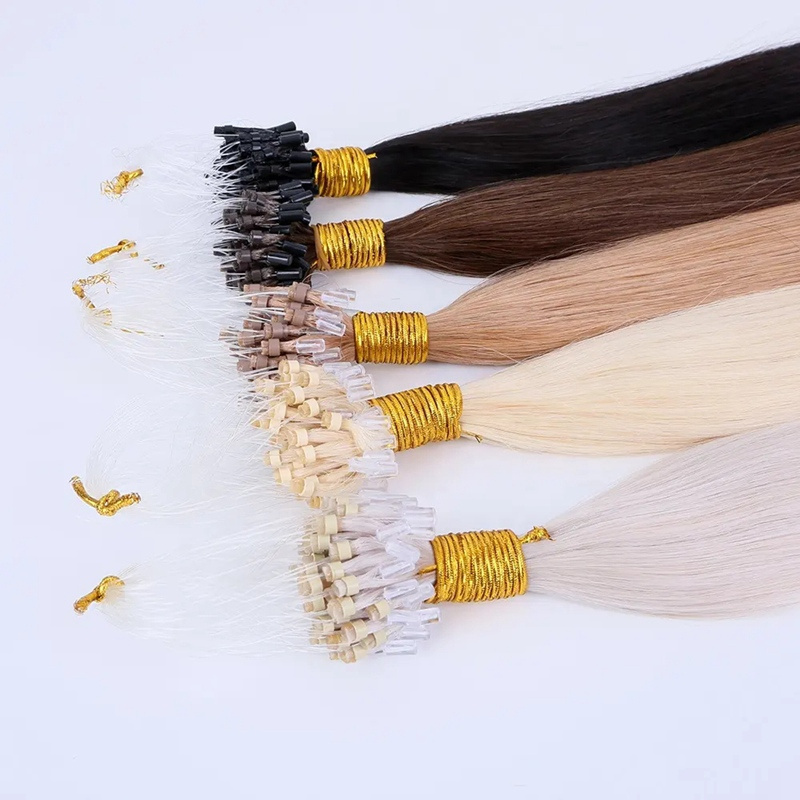 Factory Keratin Bond Glue Micro Loop Ring Natural Hair Extensions Russian Super Double Drawn Remy Human Hair