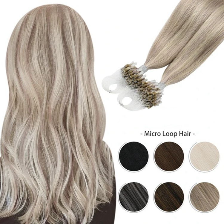 Factory Keratin Bond Glue Micro Loop Ring Natural Hair Extensions Russian Super Double Drawn Remy Human Hair