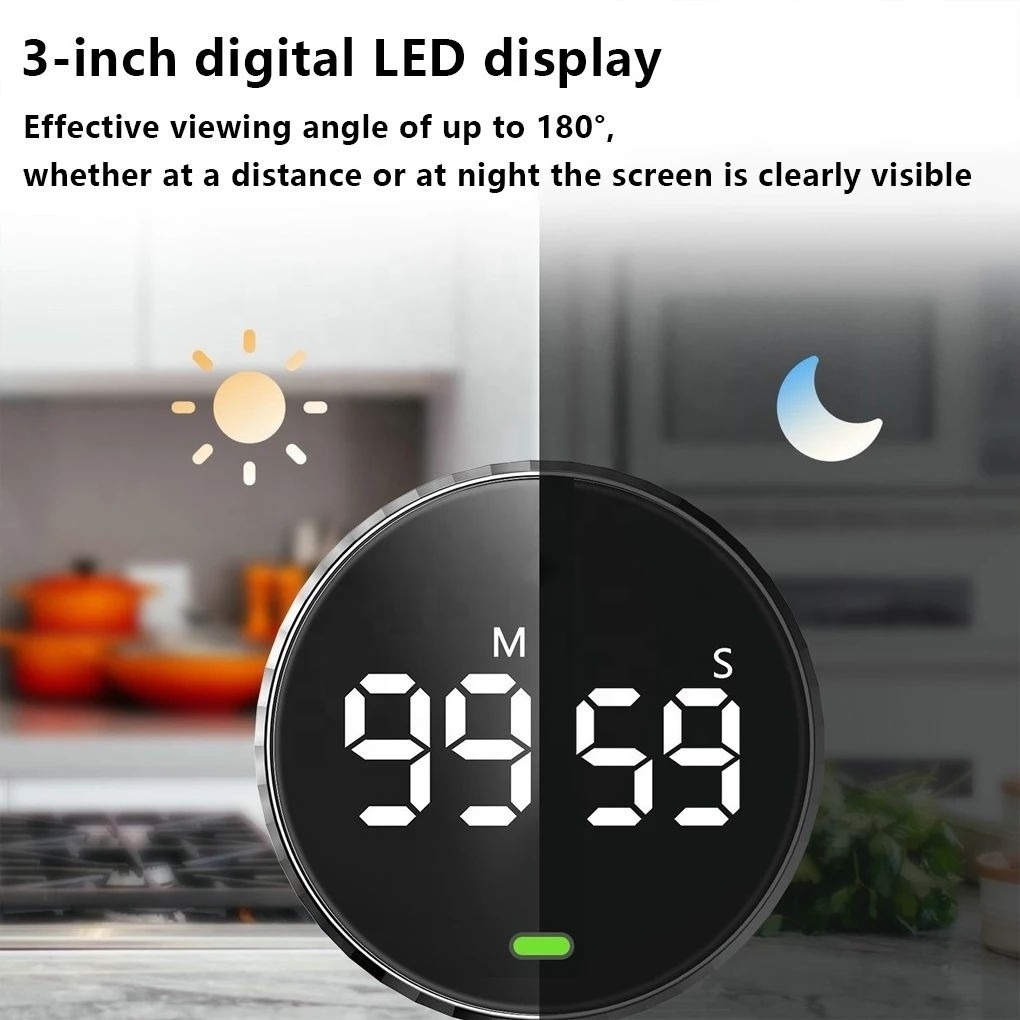 Magnetic Kitchen Timer Digital Timer Cooking Shower Study Stopwatch LED Counter Alarm Remind Manual Electronic Countdown