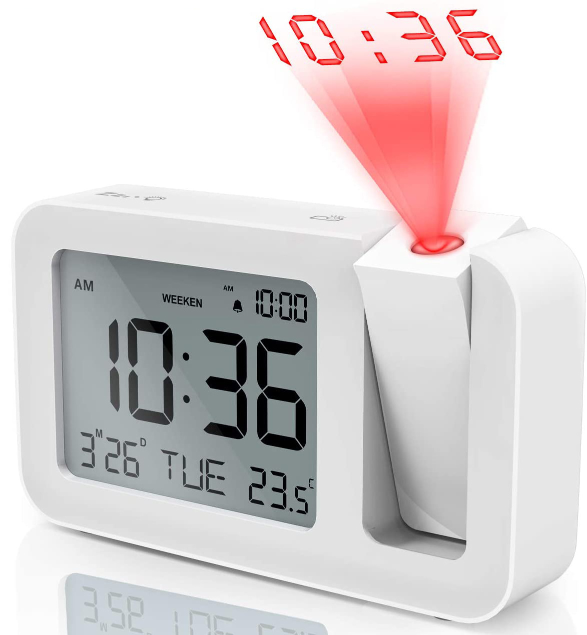 Dimmable LCD Display Snooze Function Indoor Temperature Clock USB Battery Powered azan Digital Projector Alarm Clock