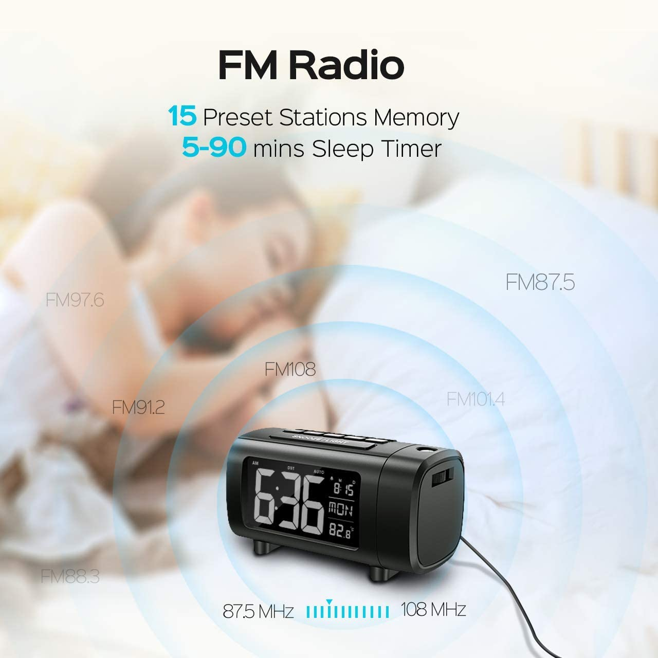 2020 Newest Creative Gifting LCD Clock with Projector Home Decoration Projection Digital Alarm Table Clock