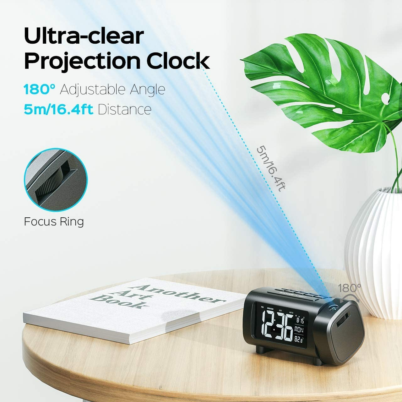 2020 Newest Creative Gifting LCD Clock with Projector Home Decoration Projection Digital Alarm Table Clock