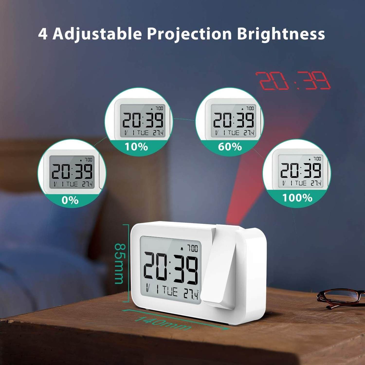 Laser Display LCD Electric Super Bright Desktop Desk Table Projection Mini Digital Project Countdown Clock