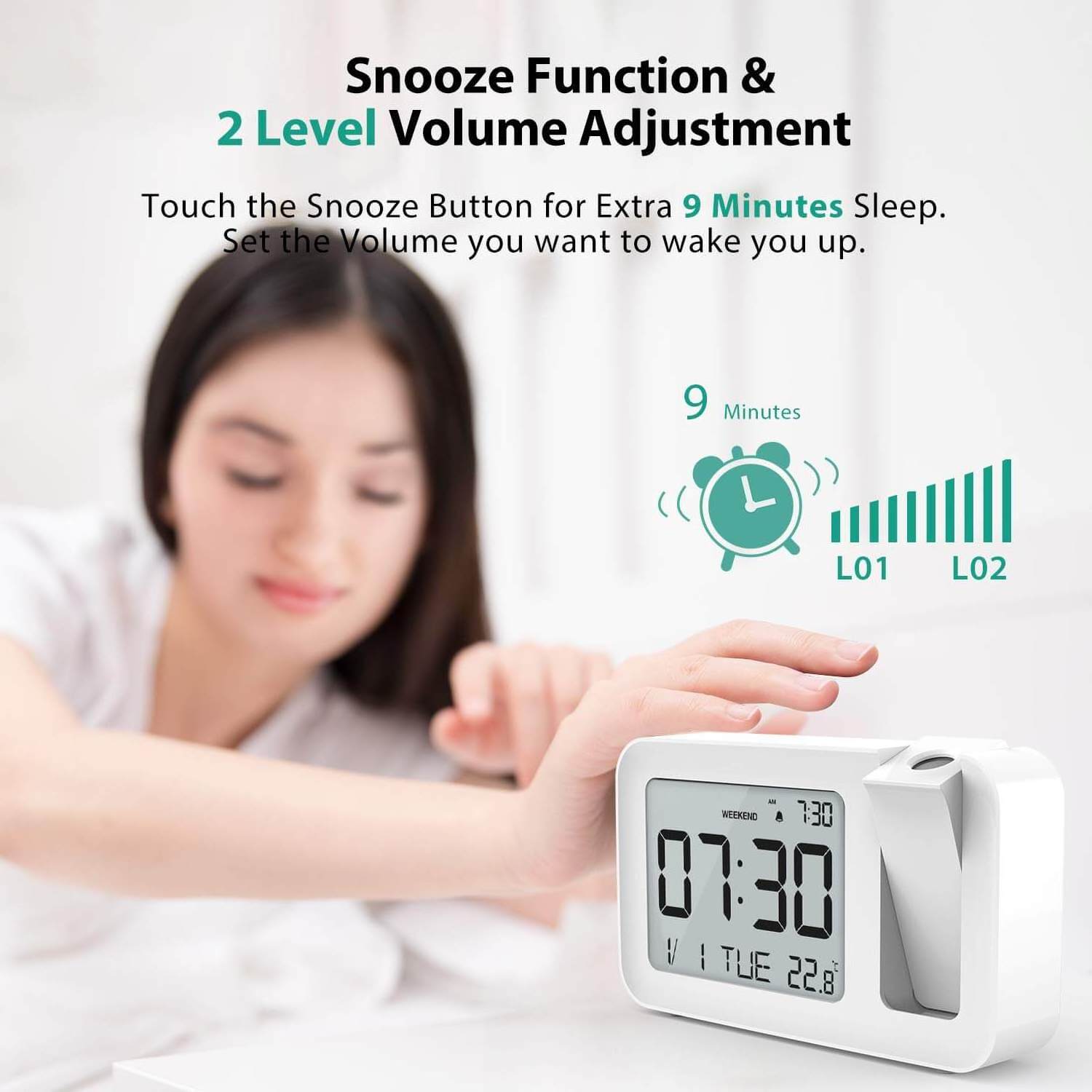 Projection Alarm Clock With Weather Station Forecast  Weather Clock display Indoor  temperature