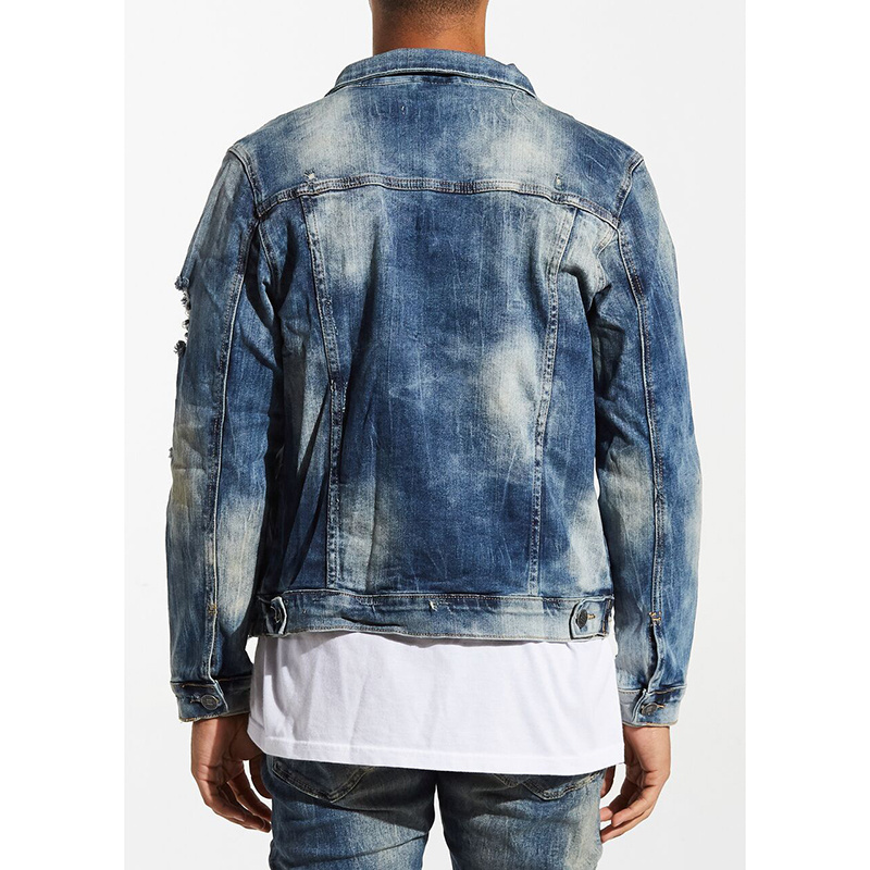 Distressed bulk Denim Jacket Ripped Jean Coat Jacket For Men