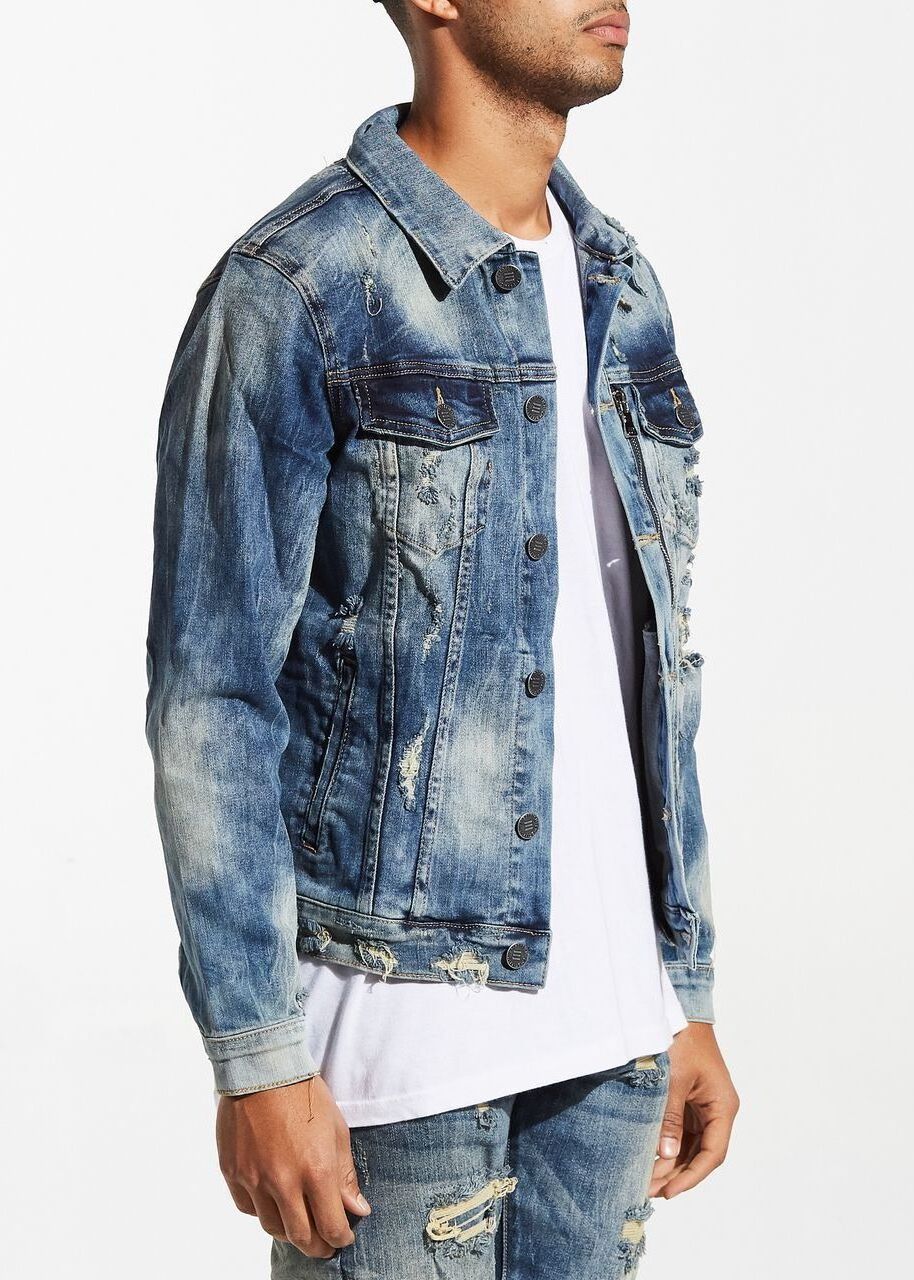 Distressed bulk Denim Jacket Ripped Jean Coat Jacket For Men