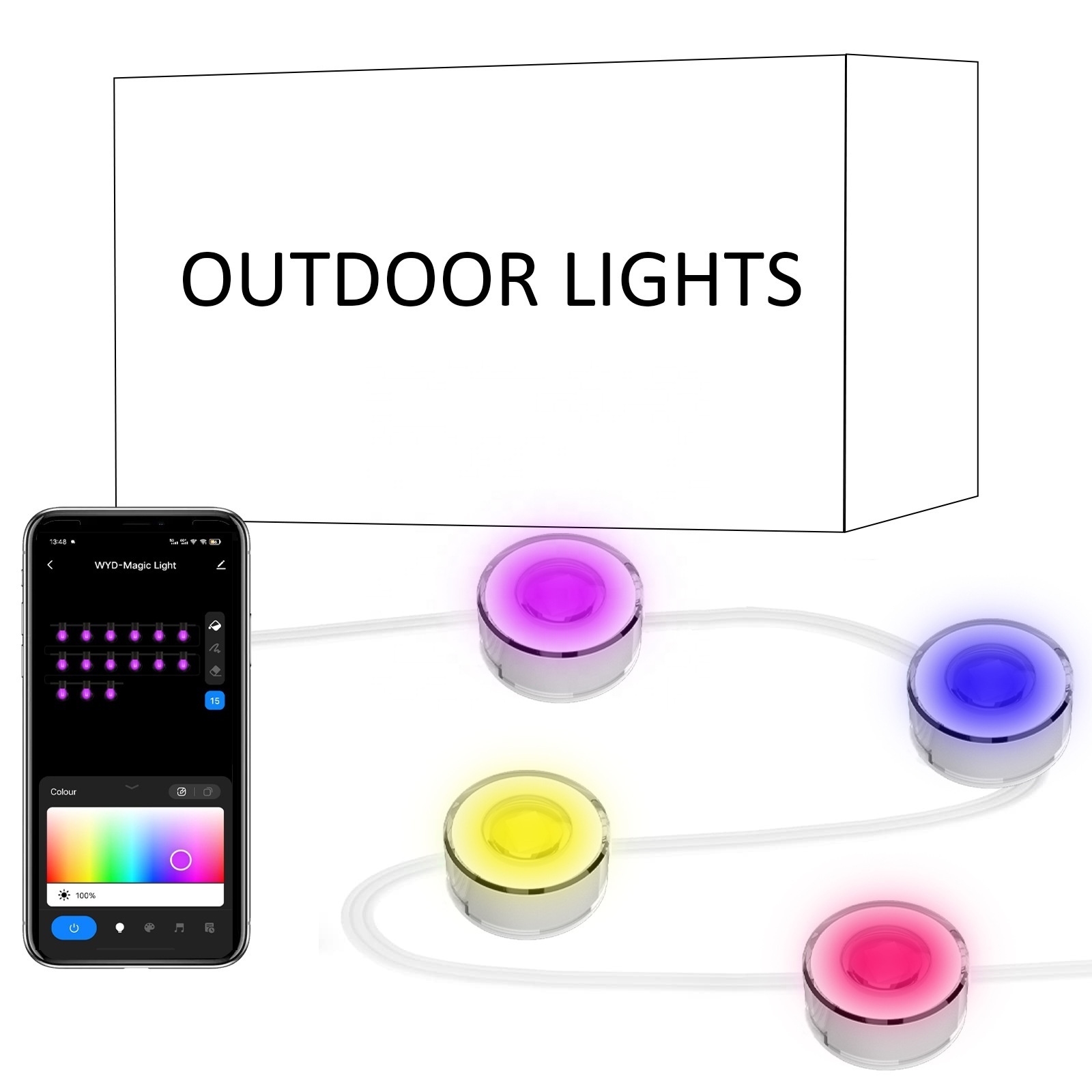 Hot Sale Christmas Lights Ip67 Waterproof Rgbic Led Outdoor Eaves Light String Wifi App Controlled Holiday Garden Point Lights