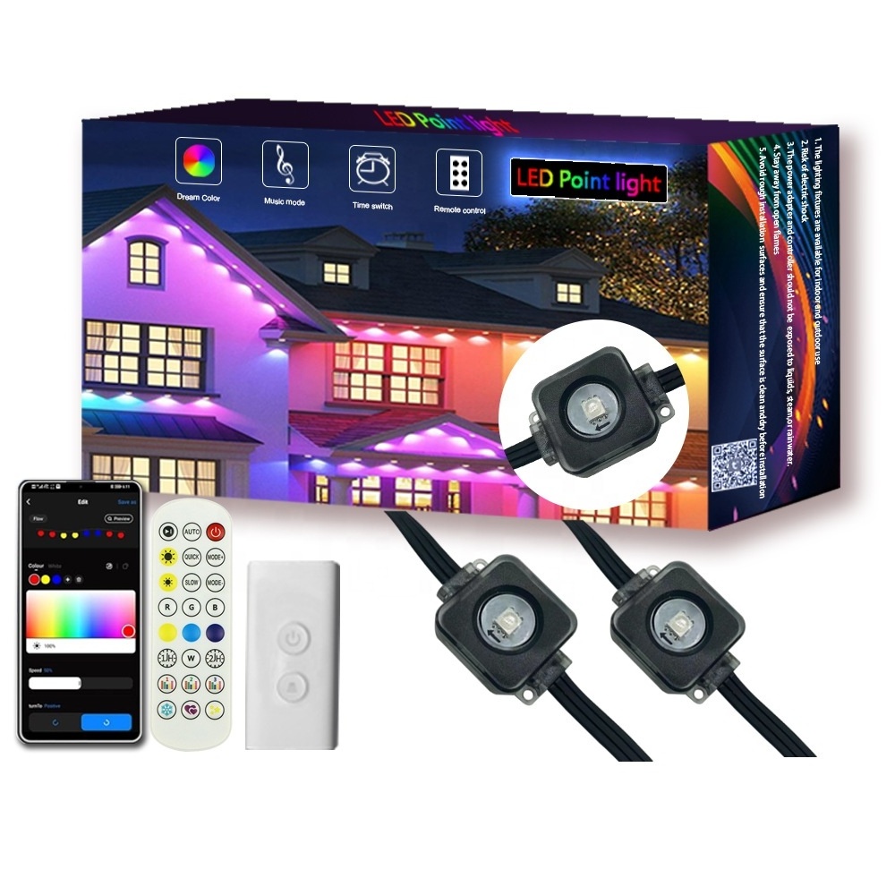 100ft Multiple Color Modes Smart Rgbic App Control Led Permanent Outdoor Point Lights