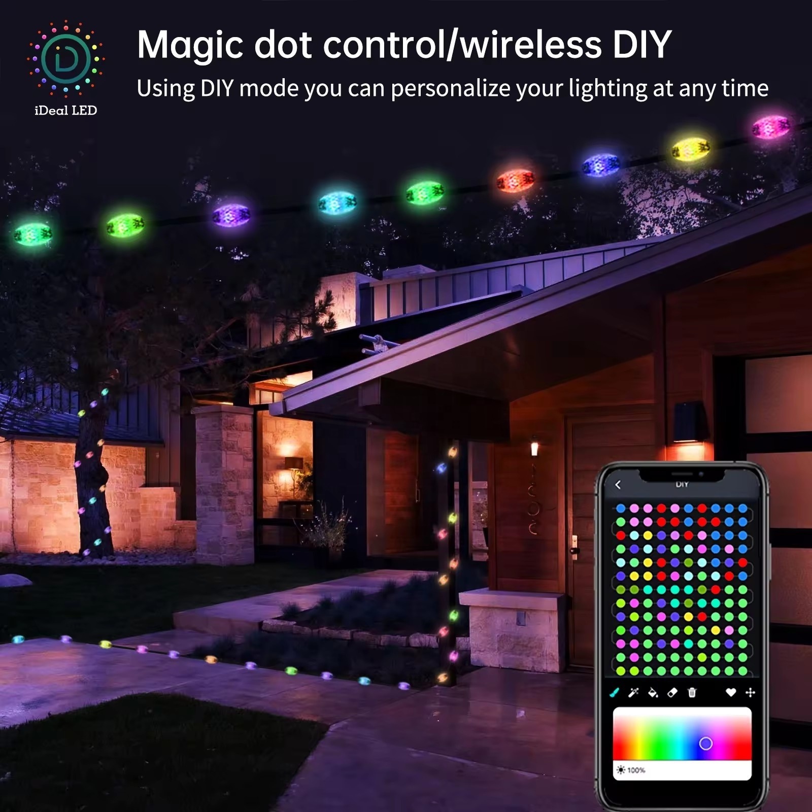 High Quality 10M 66Leds APP Control Smart RGB LED Strip Light Waterproof outdoor Christmas Pixel fariy Lights