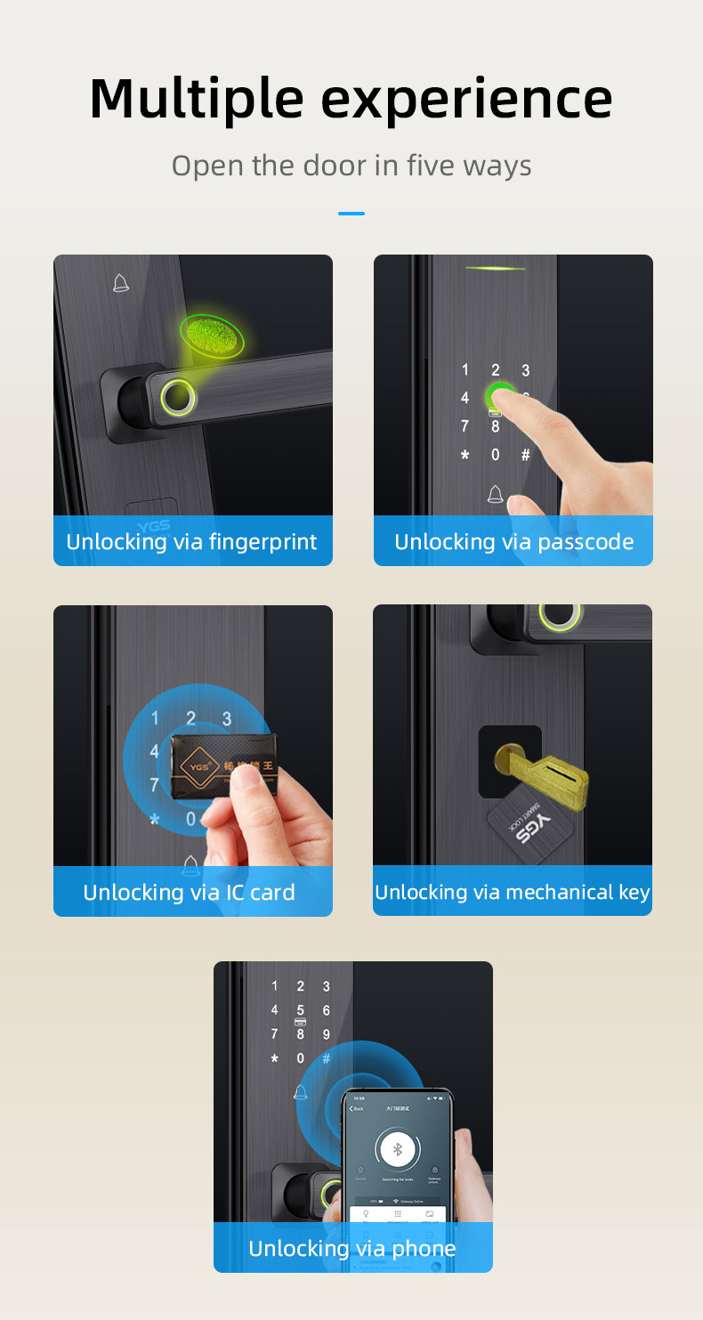 New 2020 August Mobile Wifi Wireless Fingerprint Apartment Door Lock Electronic Rfid Door Password Doorbell Handle Smart Lock