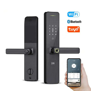 New 2020 August Mobile Wifi Wireless Fingerprint Apartment Door Lock Electronic Rfid Door Password Doorbell Handle Smart Lock